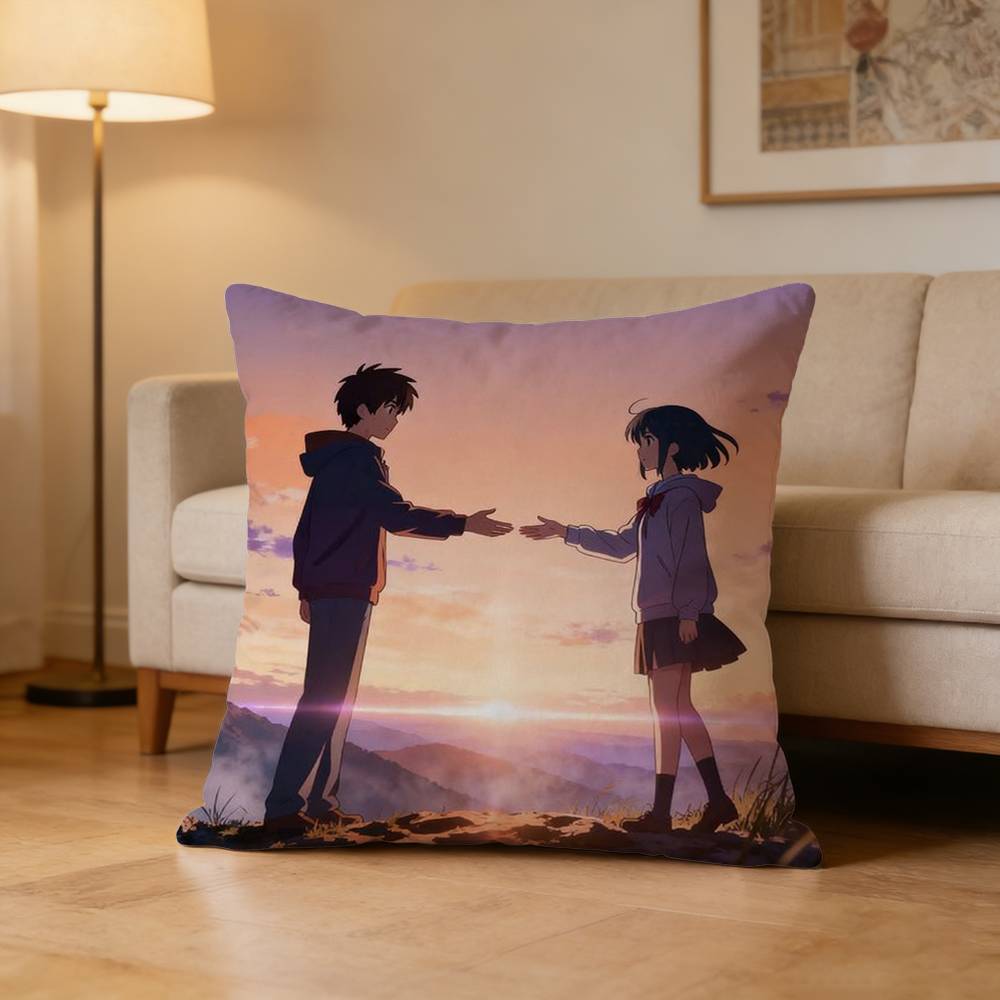 Classic Anime Your Name Pillow Case Pattern Printed Pillowcase For Living Room Sofa Cushion Cover