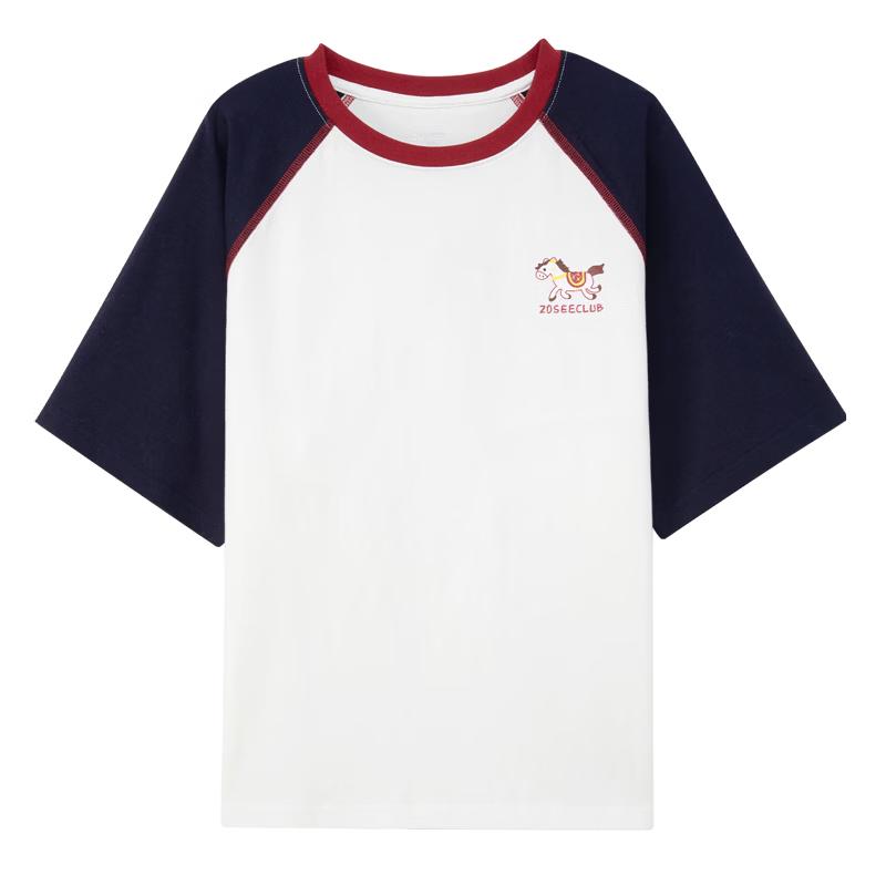 Boy s Breathable Short-Sleeve T-Shirt with Color-Block Horse Design 110