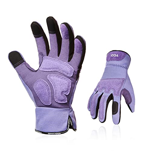 

[Vgo...] Garden Gloves, Synthetic Leather Gardening Gloves, Men s Work Gloves for Weeding, Reinforced Pads, Touchscreen Compatible, Vibration Reductio
