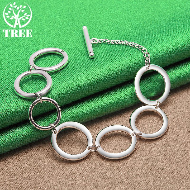 Original 925 Sterling Silver Hollow Circle Bracelet For Women Simple Jewelry Birthday Christmas Party Gift Accessories Wholesale