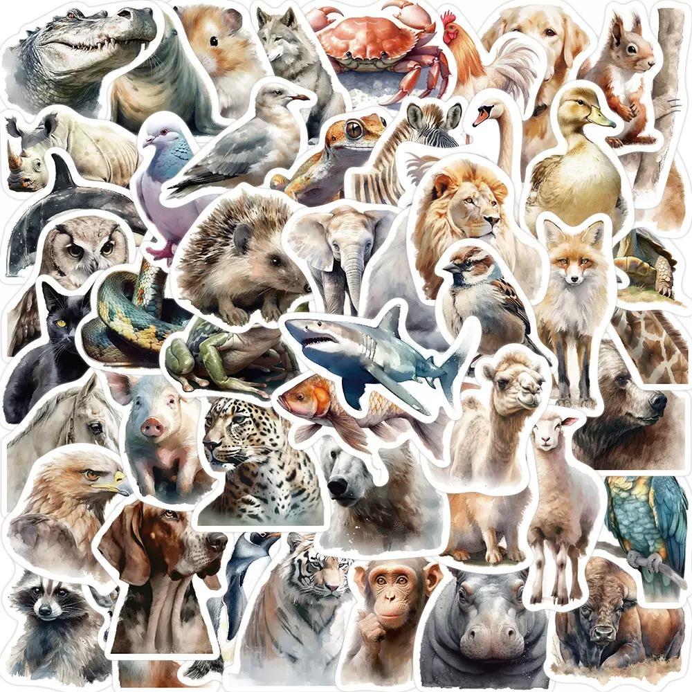 10/50/100pcs Mixed Adorable Humorous Zoo Wild Animals Stickers Aesthetic Designed For Children Toy DIY Skateboard Laptop Phone Car Decals Sticker