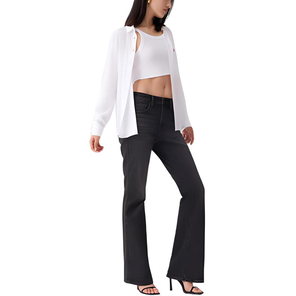 Levis Plain Minimalist Comfortable Polo Long Sleeve Shirt Women Shirts White A8745-0002