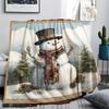 snowman Print Flannel Blanket, High quality Comfortable for All Seasons, Home Decor, Warmth and Comfort, Perfect for Christmas Gifts