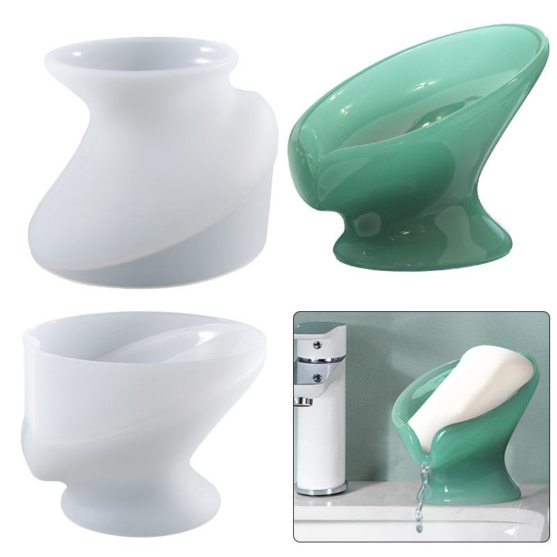 

Beishu DIY Кристалл Эпоксидная силиконовая форма Мыльница Дизайн Дренаж Лотос Лист Мыла Ящик для хранения