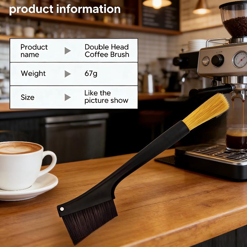 Coffee Machine Cleaning Brush, Dual Purpose Dusting Espresso Grinder Brush, Black, Polypropylene, PET Bristles