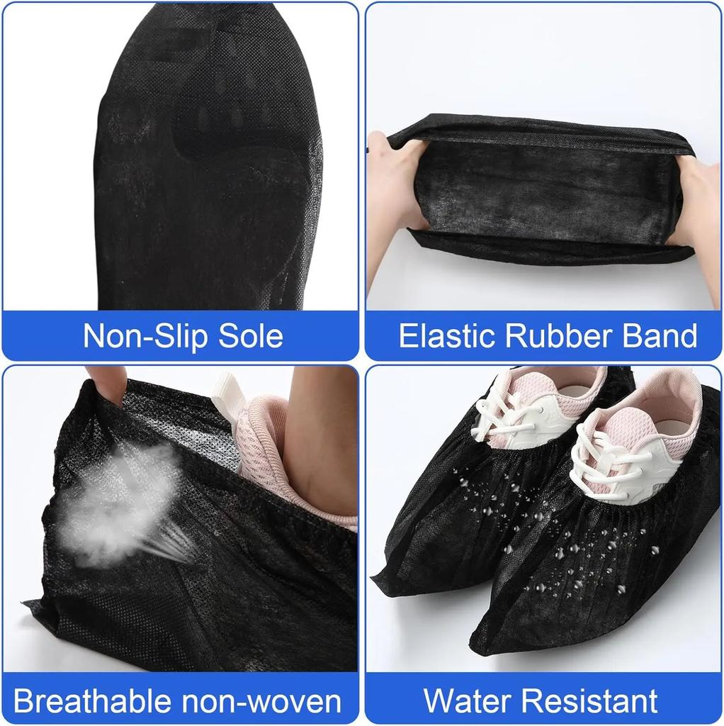 Disposable Shoe Covers Non-Woven Boot & Shoe Covers Durable Non Slip Overshoes Boot Covers for Indoor Outdoor Home Floor