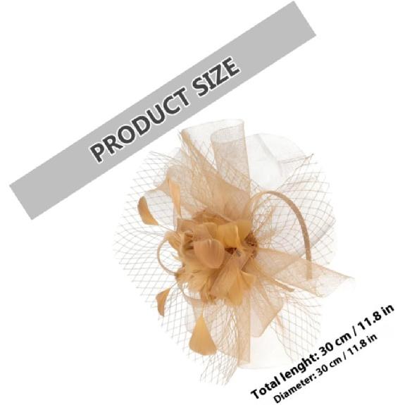 Fascinators pour femmes Chapeau de mariage en maille Pince à cheveux et serre-tête pour cocktail Accessoires de thé Party Chapeau de modiste pour occasion spéciale Doré