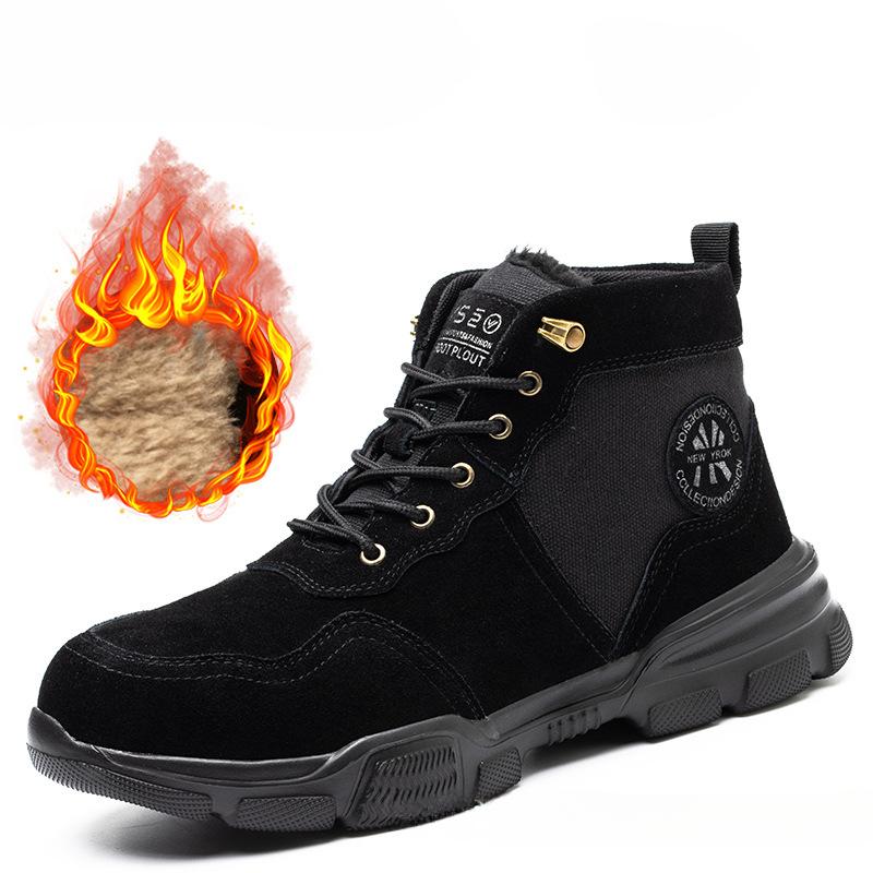 New Autumn and Winter Men's Warm Leather Boots Plus Velvet Thick Men's Non-slip High-top Martin Boots