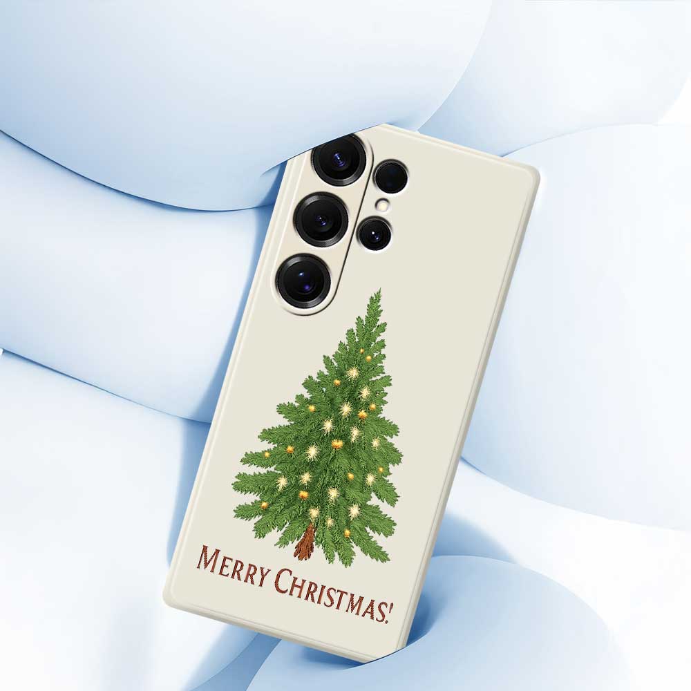 For Samsung Galaxy S25 Ultra Case Christmas Tree Pattern Printing Straight Edge TPU Phone Back Cover