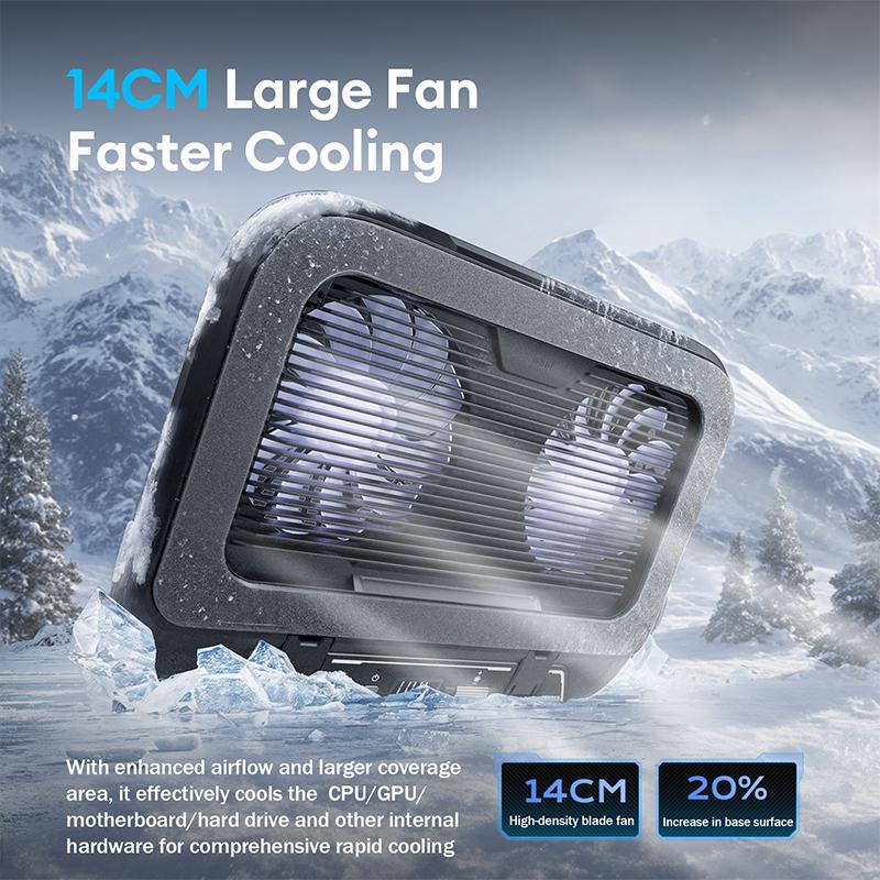 Llano V21 14cm Dual Fans Laptop Cooler 14 -17.3  Lighting Adjustable Foldable Laptop Cooler Pad Cooler Pad LED Light Fan V21