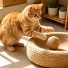 Faux Sisal Cat Ball Toy, 8CM Large Sisal Scratch Ball with Built-in Bell, Interactive Cat Play Toy, Bite-Resistant Cat Toy