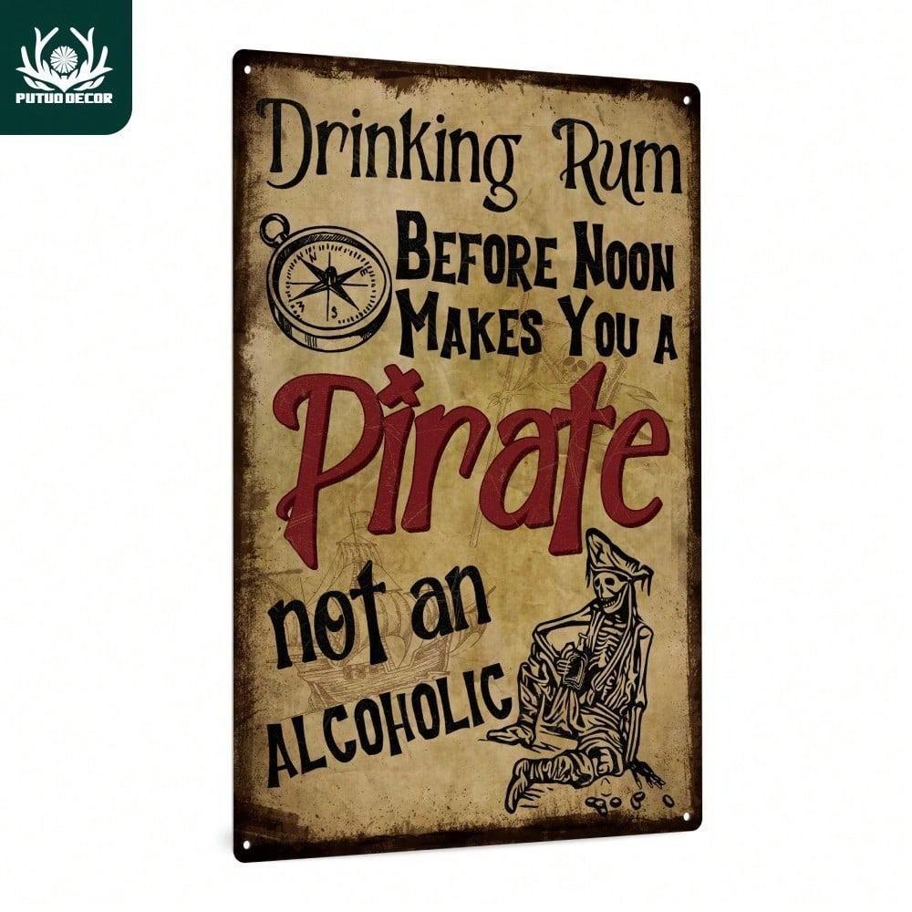 Tin Metal Wall Sign Vintage Pirate Rum Bar Decor Retro Home Pub Art 8x12 Inch
