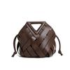 Simple Color Solid Women Casual Woven Drawstring Handbag With Buckle Magnetic