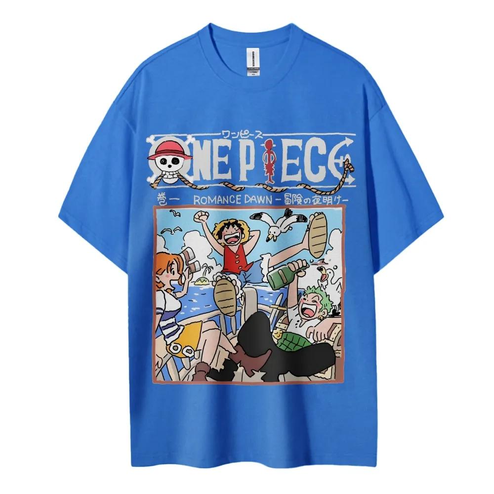 2026 Summer One Piece Retro Cosplay Tshirt Unisexs Oversize Casual Cotton Printed Shortsleeved Unisex Childrens Sports Shirt