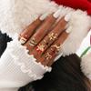 8pcs Christmas Charm Rings Gold Color Enamel Rings Santa Clause Reindeer Decors