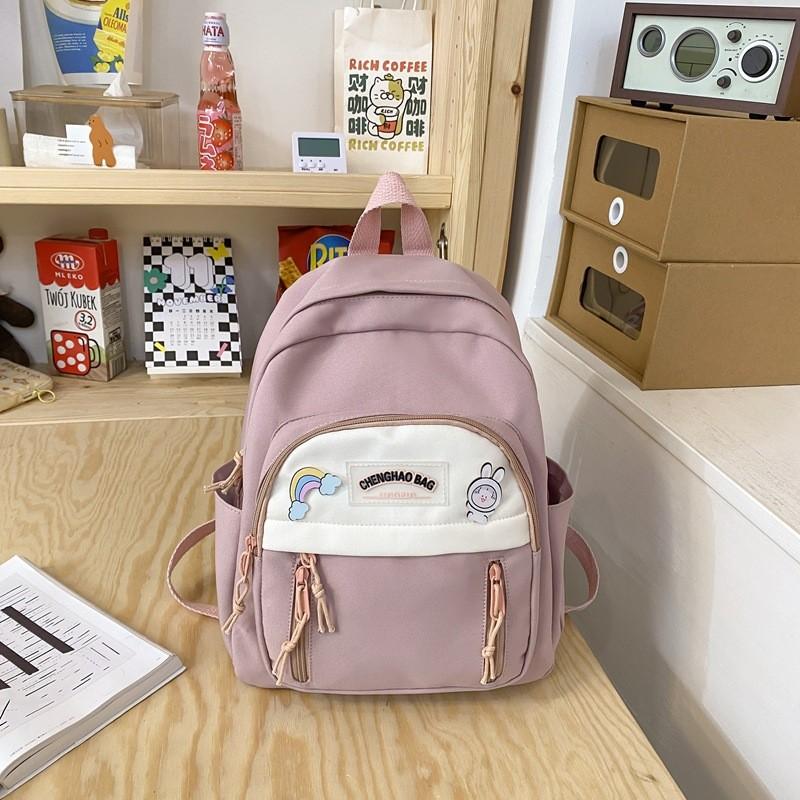 

Blocked Color Simple Letter Decoration For Student Casual Backpacks For Daily