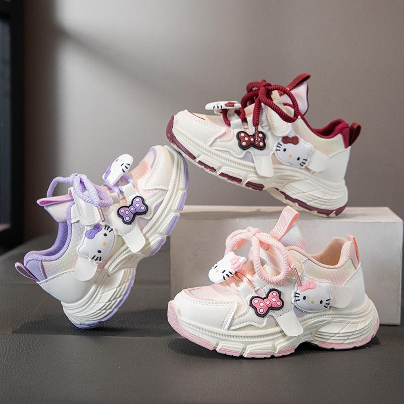 Girls' Cartoon Spring 2026 White Sneakers – Versatile Soft Sole Sports Shoes for Kids