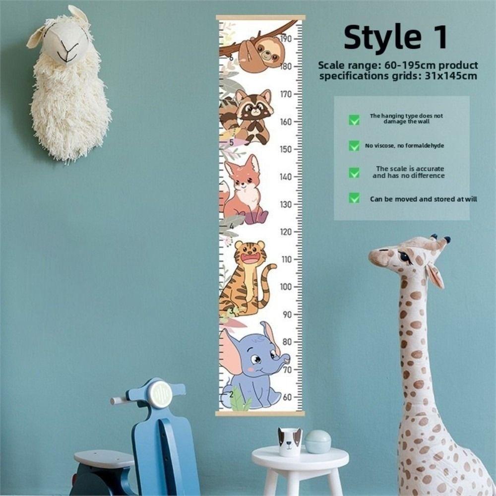 2M Height Child Growth Chart Removable Wall Hanging Height Chart Growth Ruler Catoon Pattern Height Measure Ruler