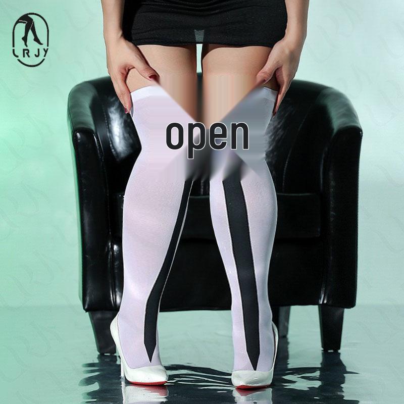 Skull Print Thigh-High Halloween Stockings – Polyester Over-the-Knee Socks