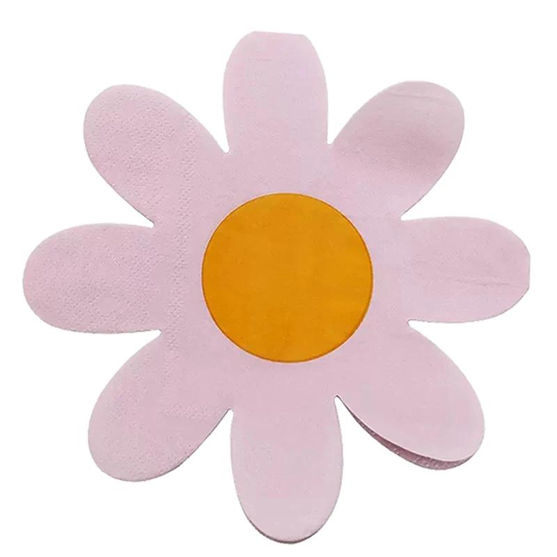 

20pcs Pink White Daisy Flower Paper Napkins Party Disposable Tissues Towel for Kids 1st Birthday Baby Shower Wedding Decoration рожевий