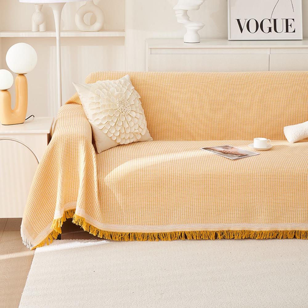 Cream Style Sofa Cover Full Coverage Universal All Season Couch Blanket for Picnic Camping