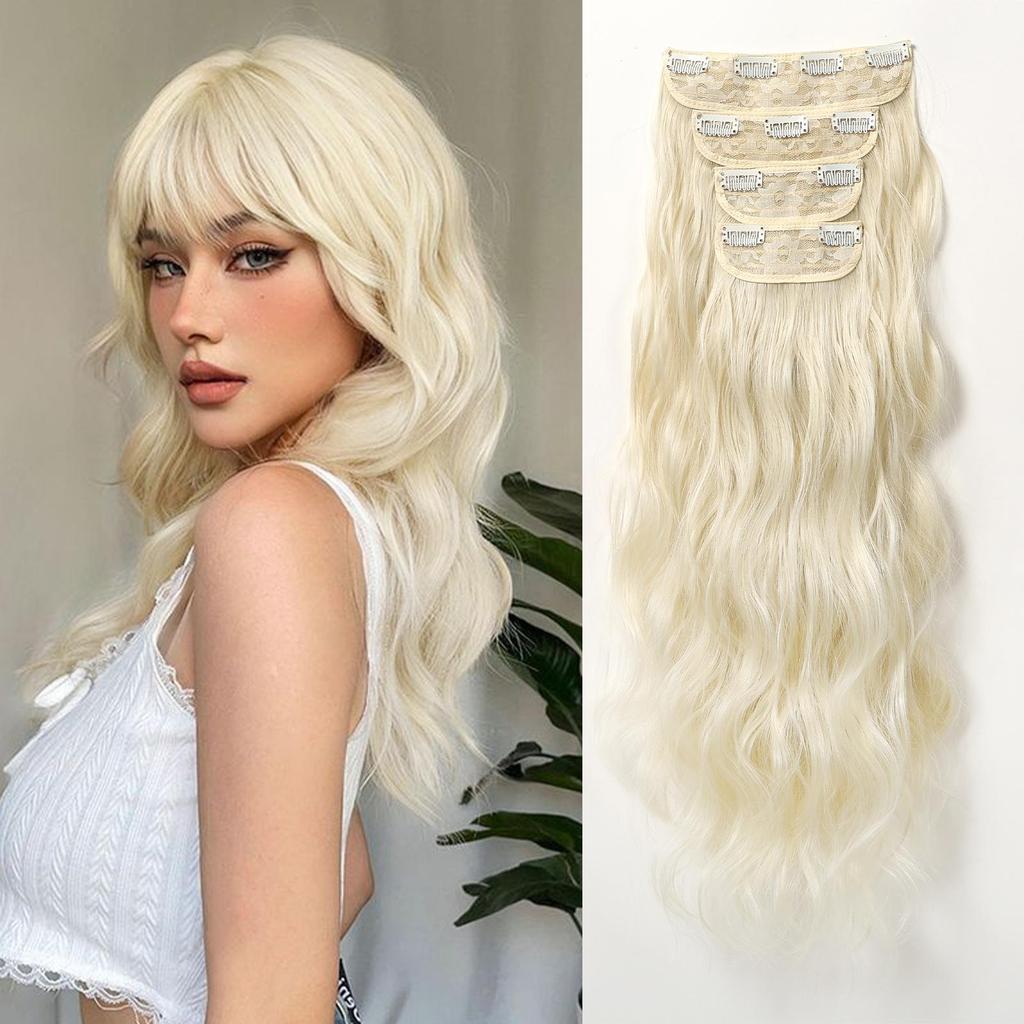 Synthetic Hairpieces 4PCS Clip In Hair Extensions Natural Soft Hair for Women Girls 22inch Daily Use