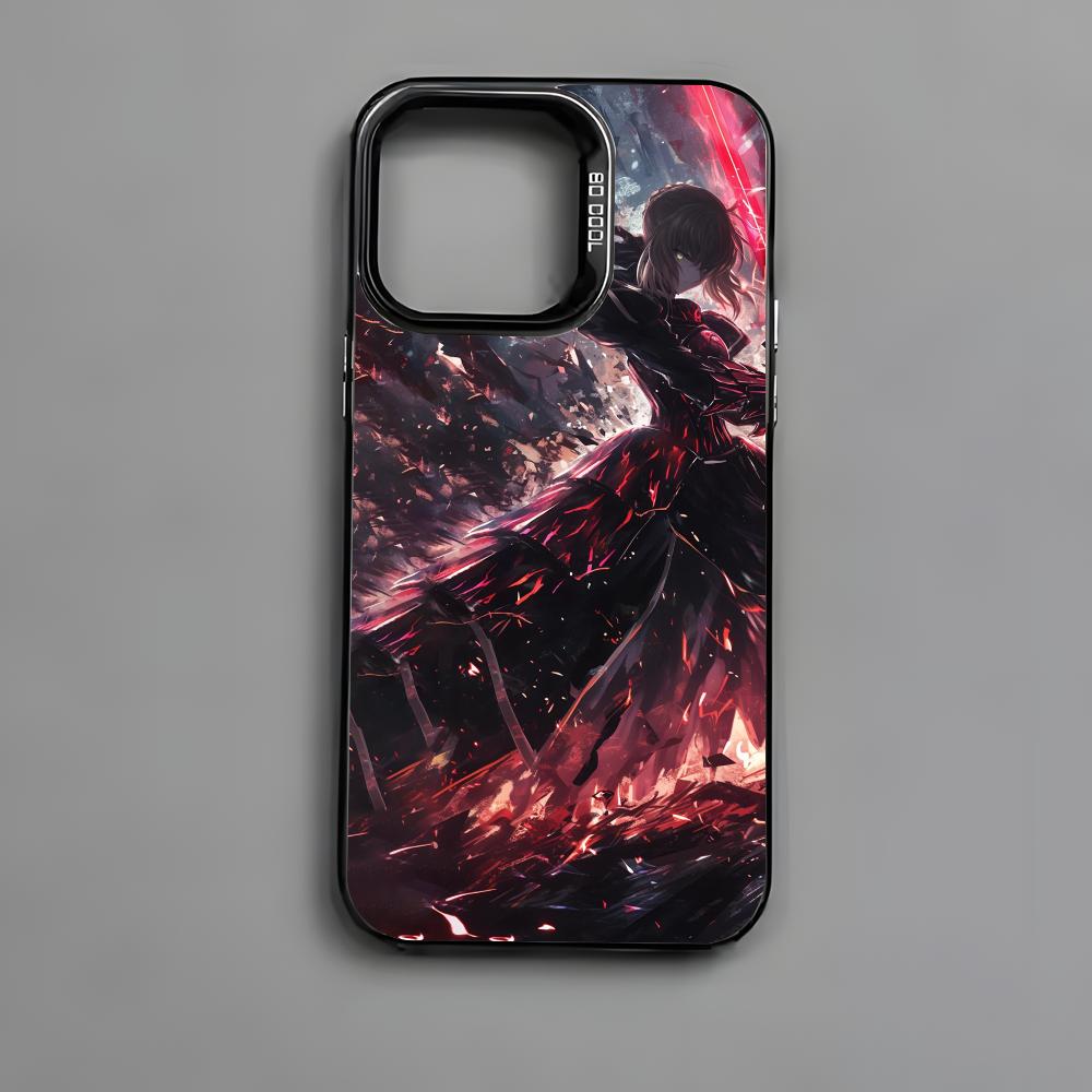 Fate Zero Stay Night S-Saber Phone Case For iPhone 16 15 14 13 12 11 Pro Max Black Matte Multicolor Laser Metallic Aurora Cover