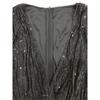 Summer Women's Sequins Deep V Swing Loose Long Sleeve Dresses