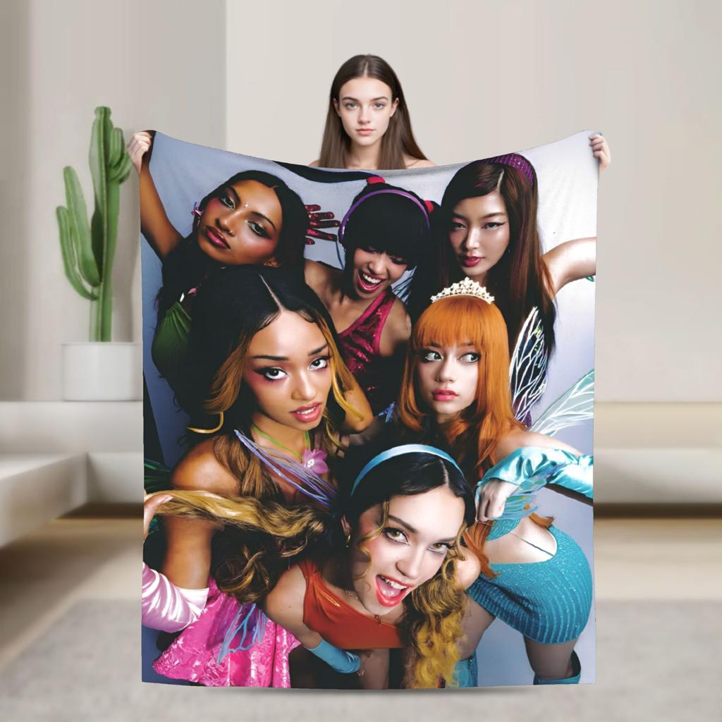 Katseye Members Kpop Fleece Blankets Gnarly Creative Throw Blanket for  Sofa Bedding Lounge 125*100cm Quilt