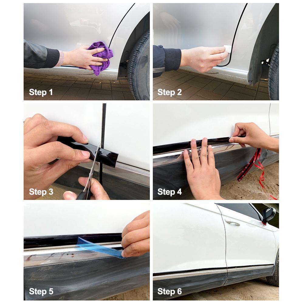 Car Exterior Glossy Black Body Strip Bumper Door Protective Moulding Styling Trim Sticker 6mm 8mm 10mm 12mm 15mm 20mm 30mm