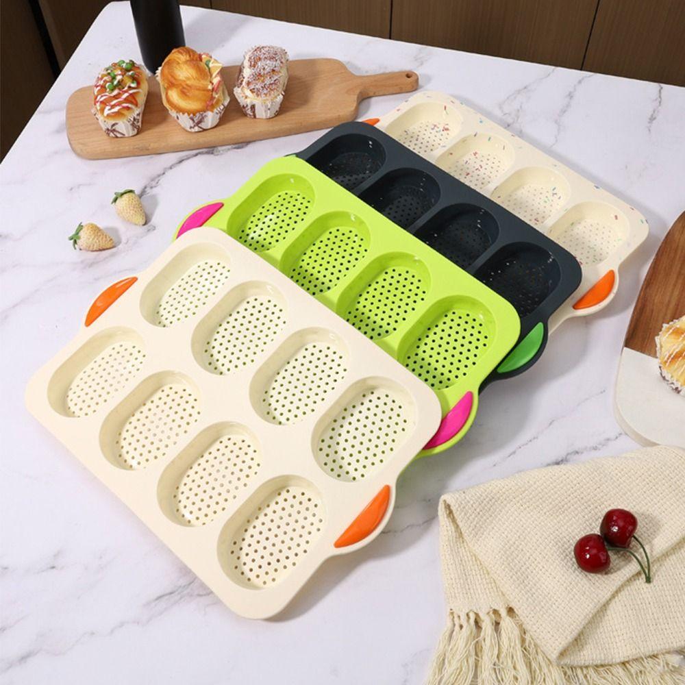 8 Grids Bread Baking Form Silicone Hamburger Bun Mold Silicone Baking Pan  Kitchen Bakeware