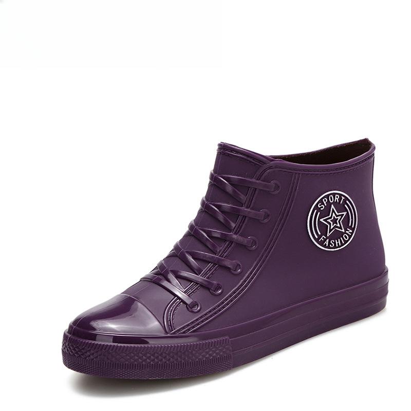 Rubber Shoes Women Waterproof Rain Boots Ankle Shoes Female Water Shoes Rain Boots Ankle Boots Cotton Cover Flats