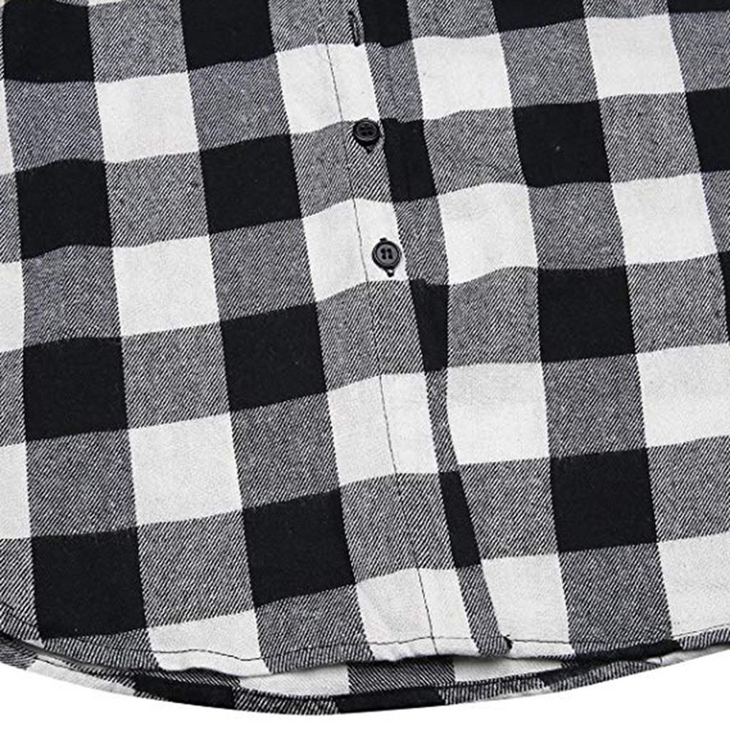 Women Blouses Tops Plaid Long Sleeve Collar Neck Casual Button Down Dress