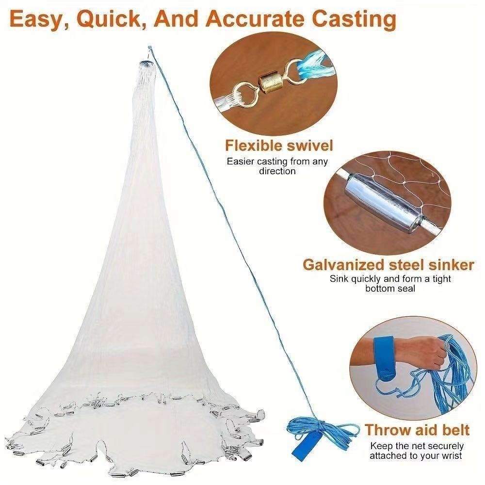 No Circle Fishing Net Hand Cast Cast Fish Net Firm American Style Fishnet  Fishing Tackle