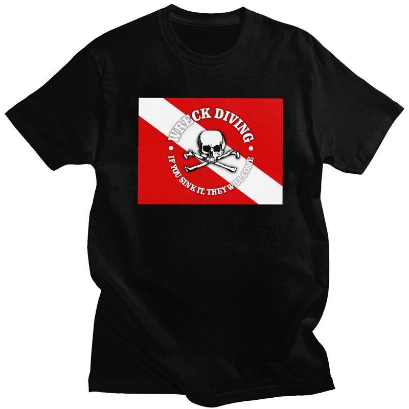 Custom USS Kittiwake Scuba Diving T Shirt for Men 100 Cotton Tee Short Sleeves Diver Dive Flag Tshirts Slim Fit Clothing Gift