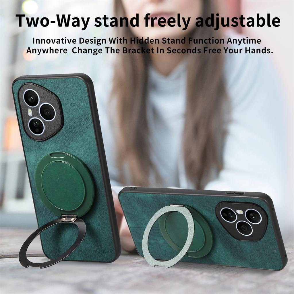 For Honor 400 Pro 5G (Global) Phone Case with Rotating Kickstand Stress Relief Retro Leather Back Cover