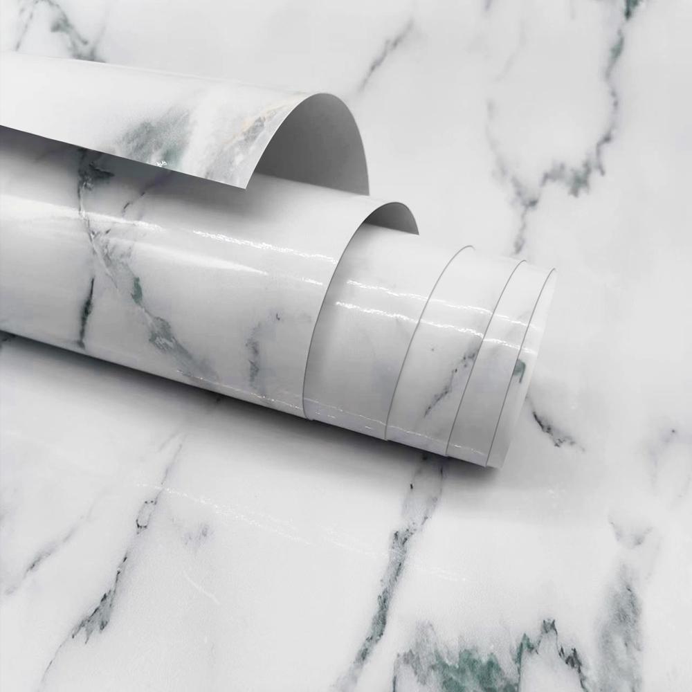 15 stilar vit marmormönster tapeter Köksskrivbord Garderob Heminredning Peel & Stick Vattentät Oljetät konstväggklistermärke