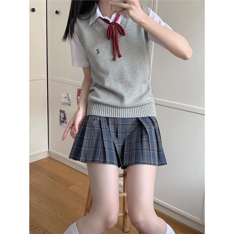 

Жилет JK средней школы Мидзухара: Аутентичный вязаный кардиган в японском стиле для женщин - Идеально подходит для осени и зимы. S