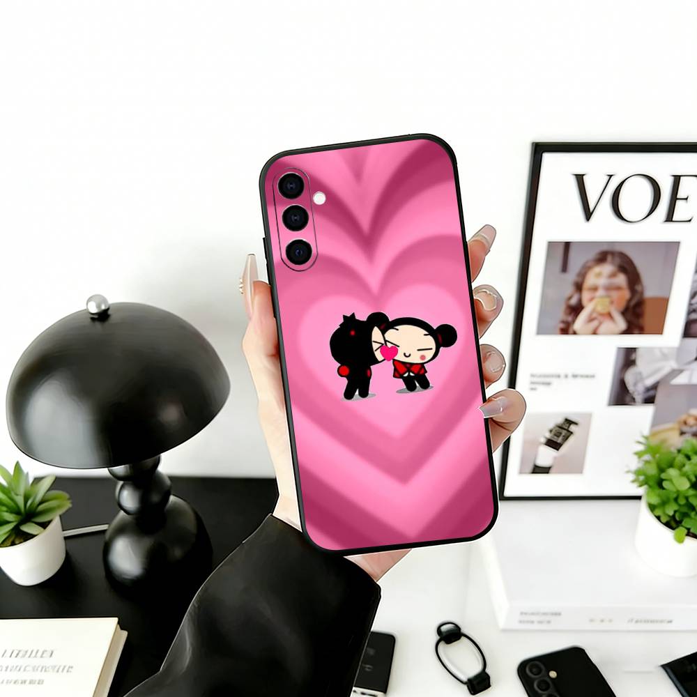 Chinese Doll P-Pucca Phone Case For Samsung Galaxy A73,A72,A71,A70,A53,A52,A51,Soft Silicone Black Cover