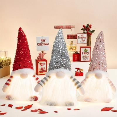 Bambola di Natale Senza Faccia Decorata con Cappello Può Illuminarsi Adorna Simpatico Nano Rudolph