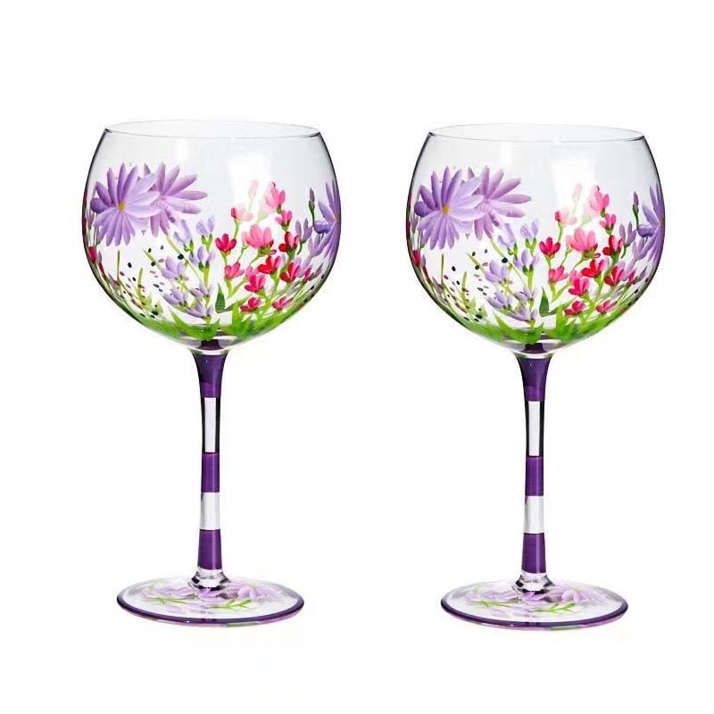 Calice Creativo Dipinto a Mano da 700ml Motivo Fiore di Lavanda Bicchieri da Vino Rosso Bar di Casa Ristorante Articoli per Bevande Tazze da Cocktail per Matrimonio