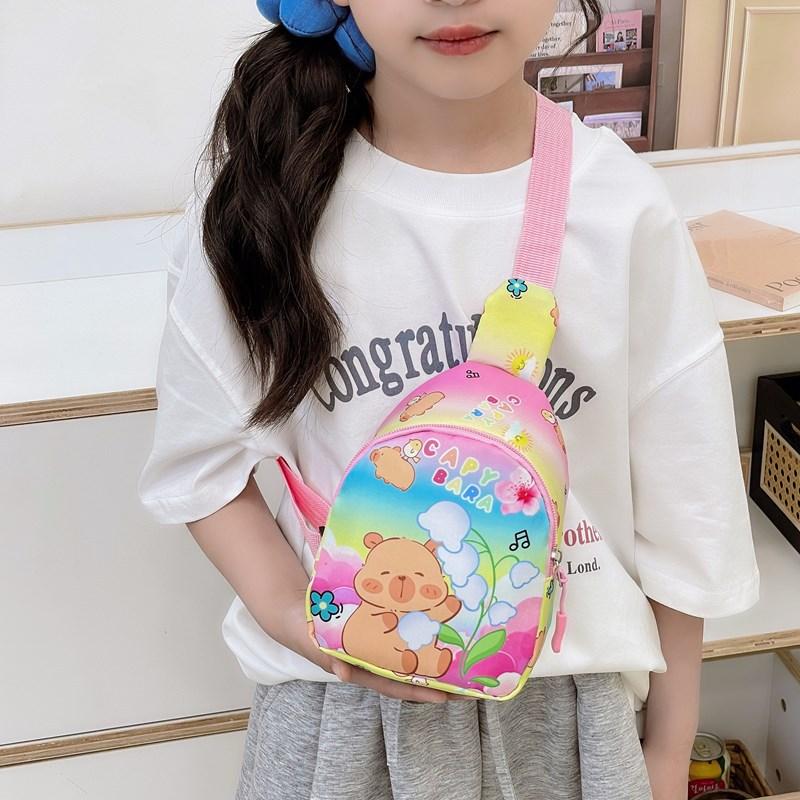 School Bag Cartoon Children's Bag New 3-6 Year Old Boys and Girls Kapibara Change Bag Casual Versatile Breast Bag Oblique Batch