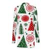 Women's Casual Christmas Print Midi Cardigan Jacket, Open Front Outerwear for Holiday