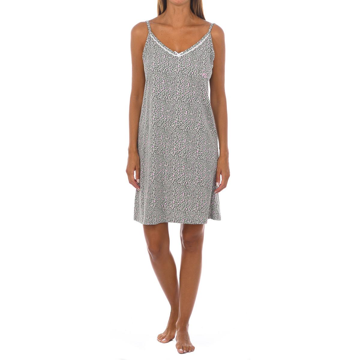 

Женская ночная рубашка на бретельках с животным принтом KL45206