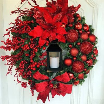 30/35cm Luxury Red Champagne Christmas Front Door Wreath Holiday Garland Artificial Wreaths for Car Home Window Wall Decoration