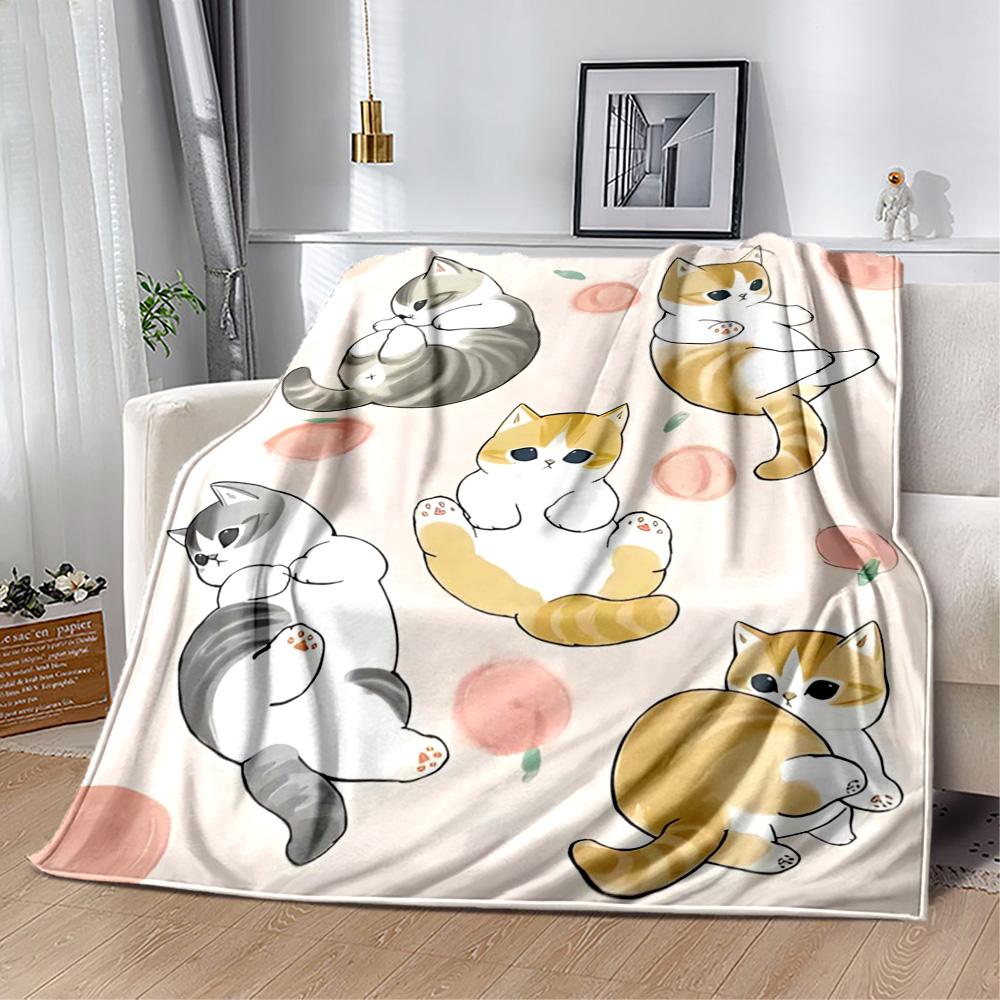 Cats In A Garden Flannel Blanket,Lightweight,Office Blanket,Sofa Blanket,Comfortable Blanket