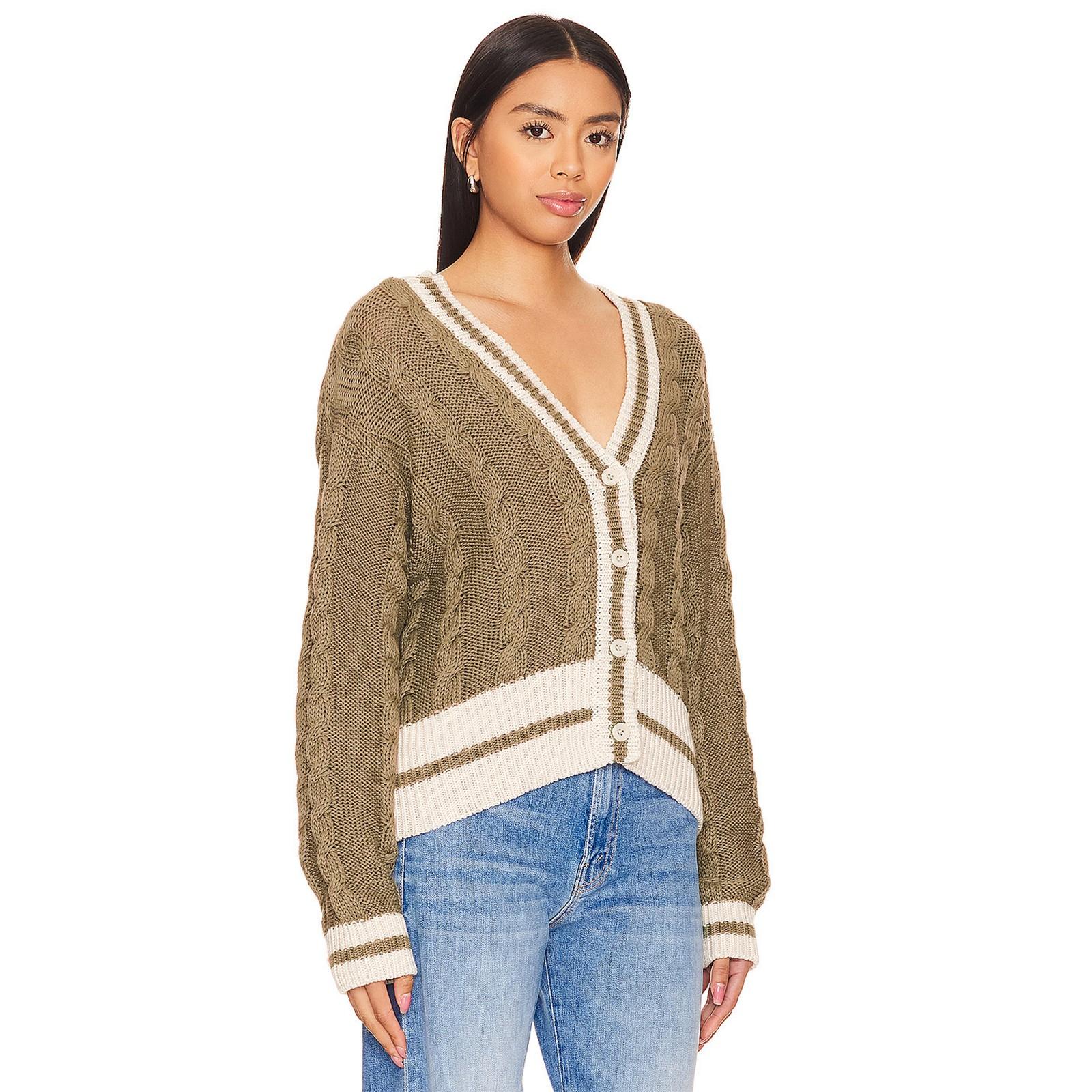 

Женский осенне-зимний свободный вязаный свитер с v-образным вырезом и кардиганом в тон S кофейный