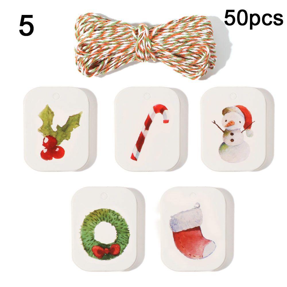 

48/50 шт. Дед Мороз Крафт-бумага Рождественское украшение Бирки для подвешивания Крафт-бирка Упаковка подарков Рождественские этикетки