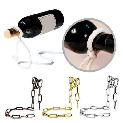 Portabottiglie per vino rosso in corda, moderno supporto in metallo, portabottiglie galleggiante, novità, espositore per vino, decorazione per la casa