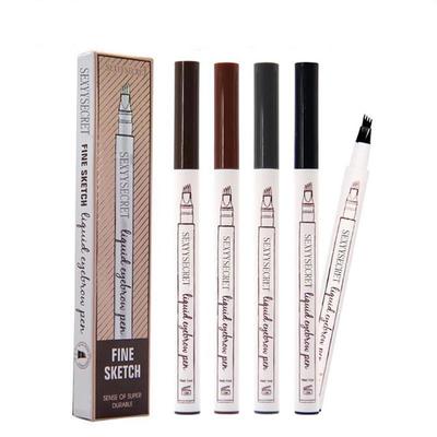 4 Color Superfine Four Heads Long-lasting Waterproof Sweat-proof Water-based Liquid Eyebrow Pencil